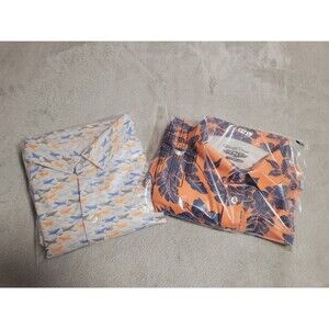 Lot 2 Straight Down Performance Polo Shirt Mens L Planes Floral Geometric Golf